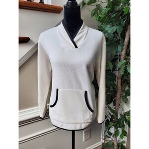 Vintage Talbots Solid Ivory Cotton Long Sleeve Pullover Casual Sweater Medium
